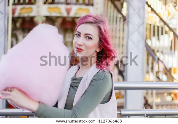 Portrait Pretty Pink Hair Girl Short Stock Photo Edit Now 1127066468