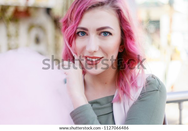 Portrait Pretty Pink Hair Girl Short Stock Photo Edit Now 1127066486