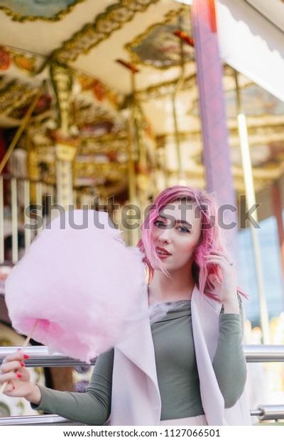 Portrait Pretty Pink Hair Girl Short Stock Photo Edit Now 1127066501