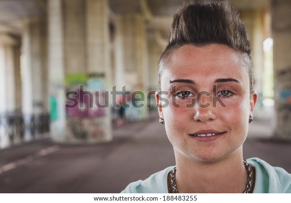 Portrait Pretty Short Hair Girl Wearing Stock Photo Edit Now