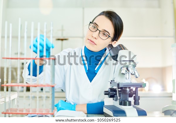 Portrait Pretty Young Medical Technician Wearing Stock Photo Edit
