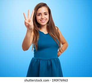 Portrait Of Pretty Young Woman Counting With Her Fingers