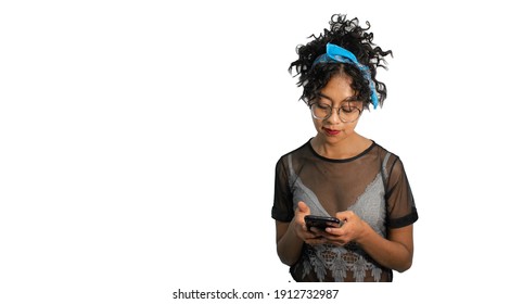 portrait of a pretty young woman with her mobile phone
