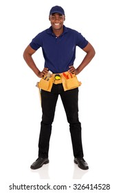 Portrait Of Professional African Craftsman With Tool-belt