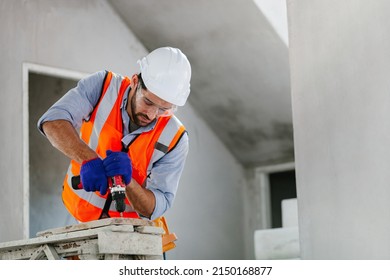 Portrait of a professional carpenter. Craftsman work, engineer or construction design worker Renovate and decorate the house, building by wooden structure. - Powered by Shutterstock