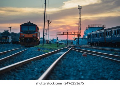 Portrait of the railway at sunset.