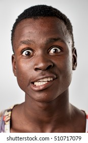 Portrait Of Real Black African Funny Face Silly Expression