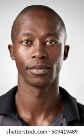 Portrait Of Real Black African Man With No Expression ID Or Passport Photo Full Collection Of Diverse Face And Expressions