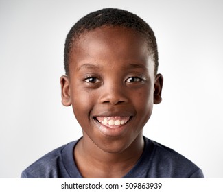Portrait Of Real Happy African Black Child Smiling