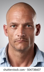 Portrait Of Real White Caucasian Man With No Expression ID Or Passport Photo Full Collection Of Diverse Face And Expressions