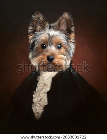 Portrait of a revolutionary war era Yorkshire terrier
