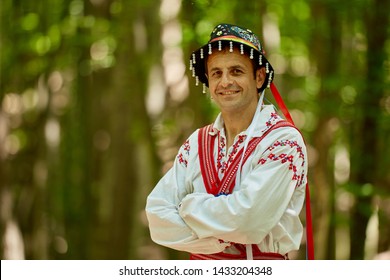 Portrait Of A Romanian Man In Traditional Costume Outdoor