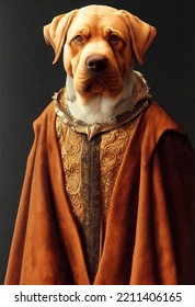 Portrait Of A Rotweiller In Renaissance Clothing