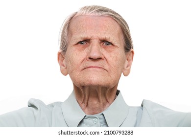 Portrait Sad Elderly Woman Headshot Angry Stock Photo 2100793288 ...