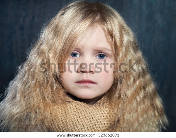 Portrait Sad Little Girl Very Beautiful Stock Photo Edit Now
