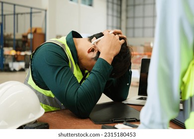 Portrait of sad man warehouse worker with problem - Powered by Shutterstock