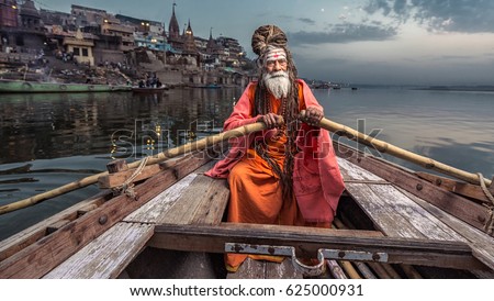 Portrait of sadhu Baba Nondo Somendrah, Varanasi, India.