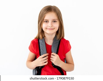 Portrait of school girl with backpack