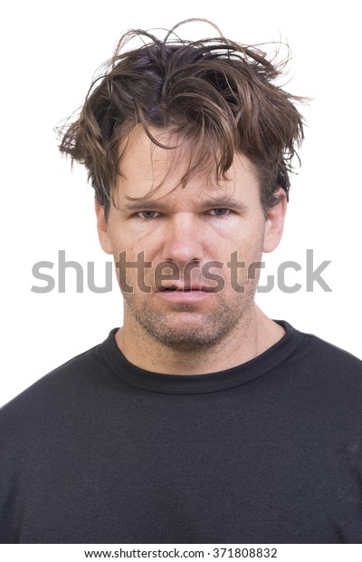 Portrait Scruffy Caucasian Man Long Messy Stock Photo Edit