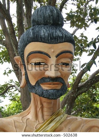 Portrait of a sculpted monk – Pattaya, Thailand (Phra Tmanak Hill – Khao Phra Bat Temple)