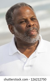 Portrait Of A Senior African American Man In His Sixties At The Beach