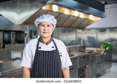 Portrait Senior Asian Chef. Cooking Class. Culinary Classroom. Cooking School. 