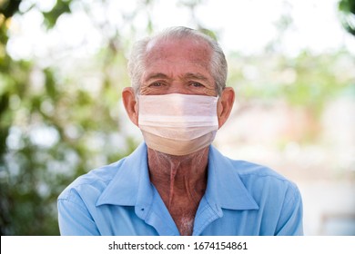 portrait of senior brazilian man using medicine healthcare mask for health medical care, protect Covid-19 and Air pollution pm2.5
 - Powered by Shutterstock