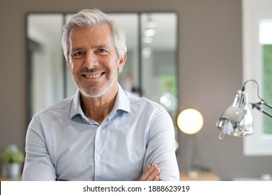 Portrait of senior businessman with arms crossed looking at camera