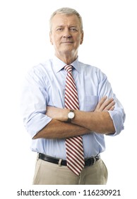  Portrait Of A Senior Businessman Smiling Against White Background