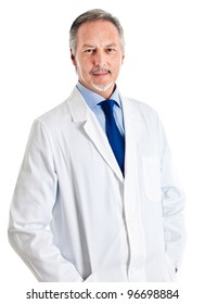 Portrait Of A Senior Doctor Isolated On White Background