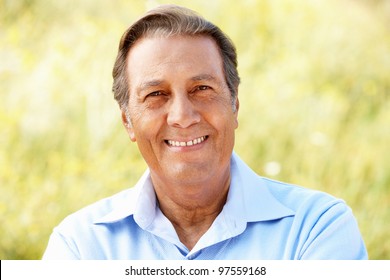 Portrait Senior Hispanic Man Outdoors