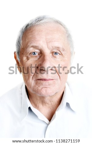 Portrait of senior man isolated, pure wisdom and experience concept