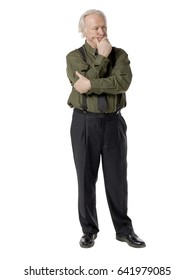 Portrait Of A Senior Older Business Man Standing; Isolated On White Background