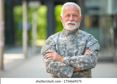 Portrait of senior soldier outdoor
