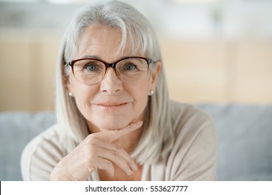 Portrait Of Senior Woman With Eyeglasses