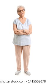 Portrait Of Senior Woman On White Background