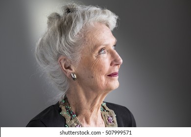 Portrait Of A Senior Woman In Profile, Close Up