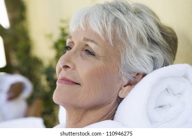 Portrait Of A Senior Woman Relaxing In A Spa