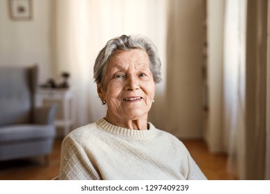 Portrait Senior Woman Sitting Home Looking Stock Photo (Edit Now ...