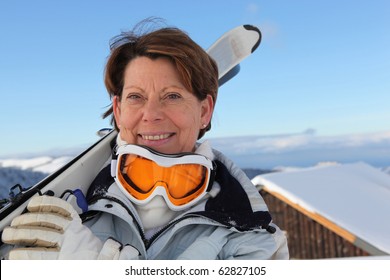 Portrait Of A Senior Woman With Ski Mask