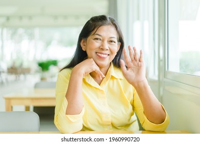 Portrait Of Senior Woman.Senior Adult Women Smiling Happy.Smile Face With Indian Mother Woman At Home.60 Years Old Women.Grandmother Grandparent.Kind Face Looking Camera.Happy Mother Day.