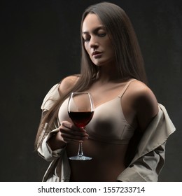 Portrait Sensual Woman Red Wine Glass Stock Photo Shutterstock