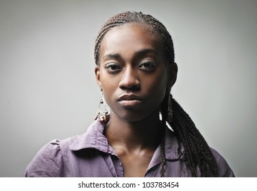 Portrait Of A Serious African Young Woman