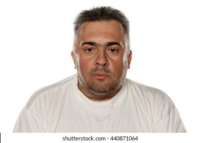 Portrait Of A Serious Obese Man