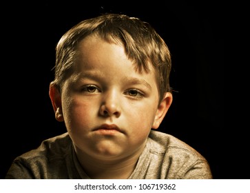 Portrait Serious Sad Angry Depressed Child Stock Photo 106719362 ...