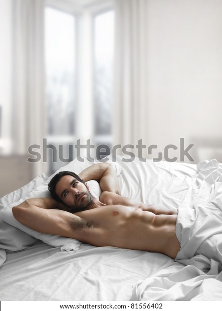 Portrait Sexy Naked Man Bedroom Stock Photo Edit Now 81556402