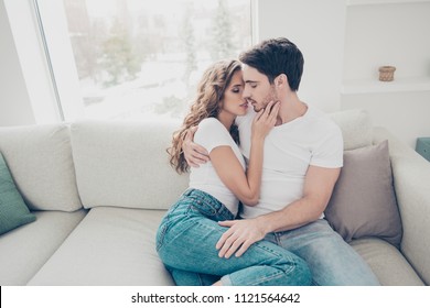 Couple Cuddling Images Stock Photos Vectors Shutterstock To hold someone in one's arm showing love and affection while ur sitting on a couch. https www shutterstock com image photo portrait sexy romantic couple casual denim 1121564642