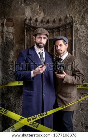 Portrait of Sherlock and Watson at the crime scene