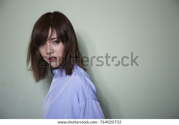 Portrait Short Hair Asian Girl On Beauty Fashion Stock Image