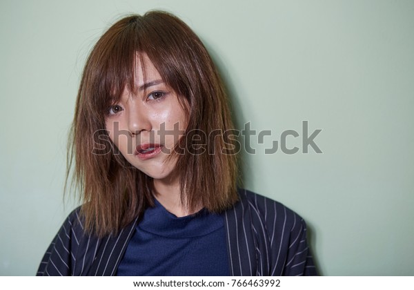 Portrait Short Hair Asian Girl On Beauty Fashion Stock Image